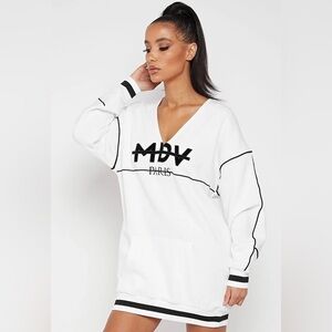 Manière De Voir black v-neck sweatshirt jumper dress size 8